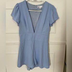 by the way. Sky Blue Deep V-Neck Blouse